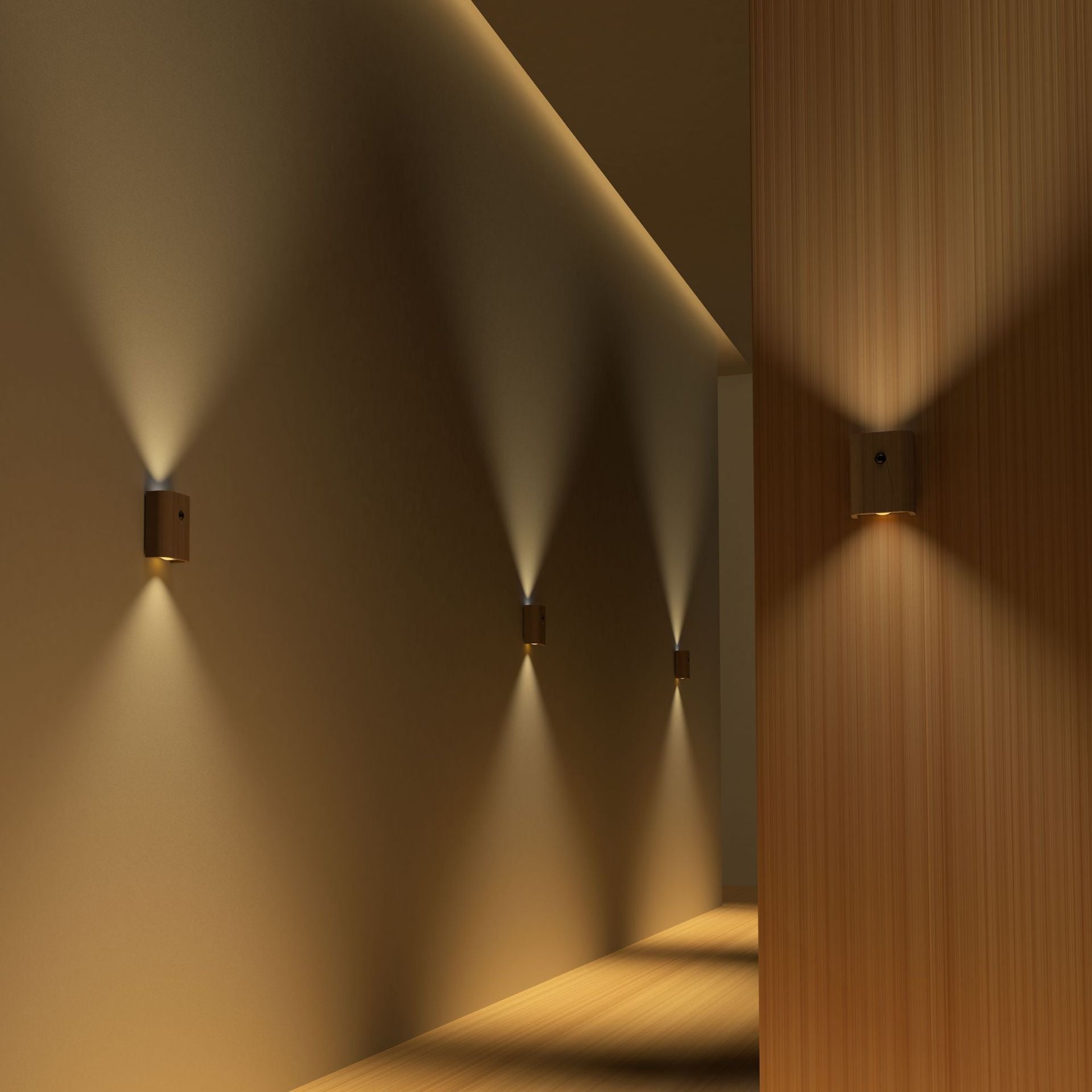 LED light illuminating dark room