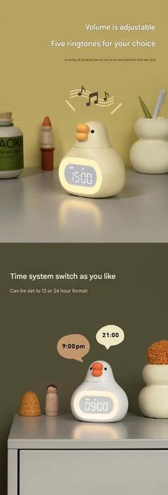 Adjustable light feature on kids alarm clock