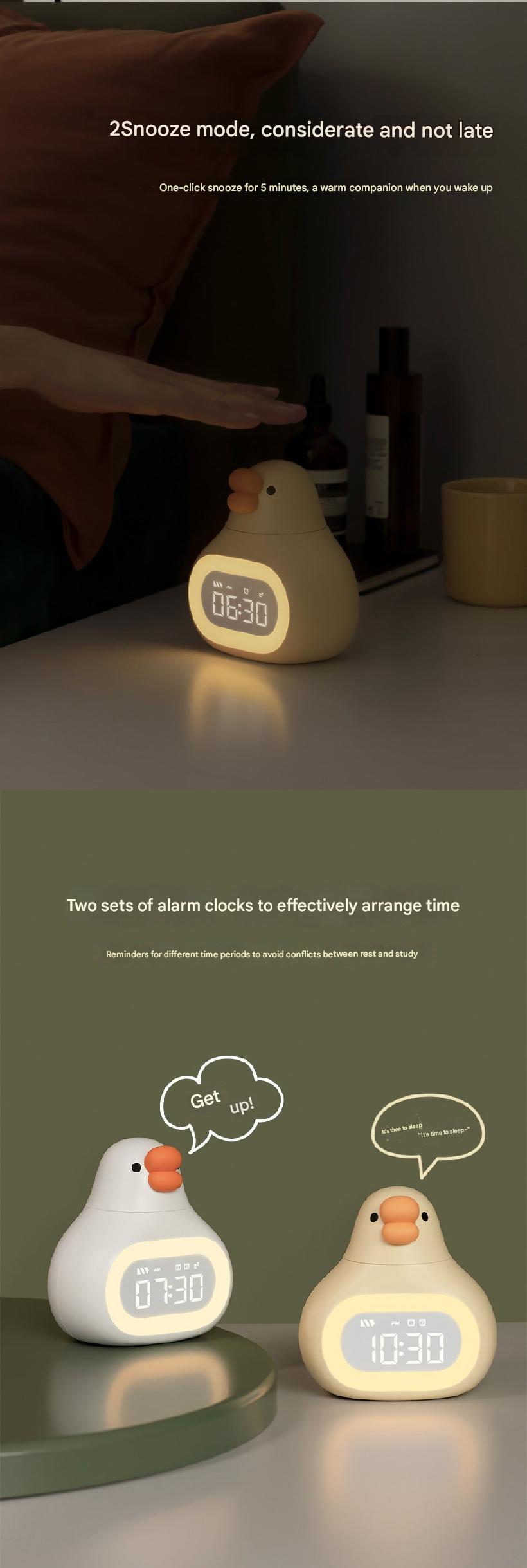 Whimsical cartoon LED alarm clock for kids