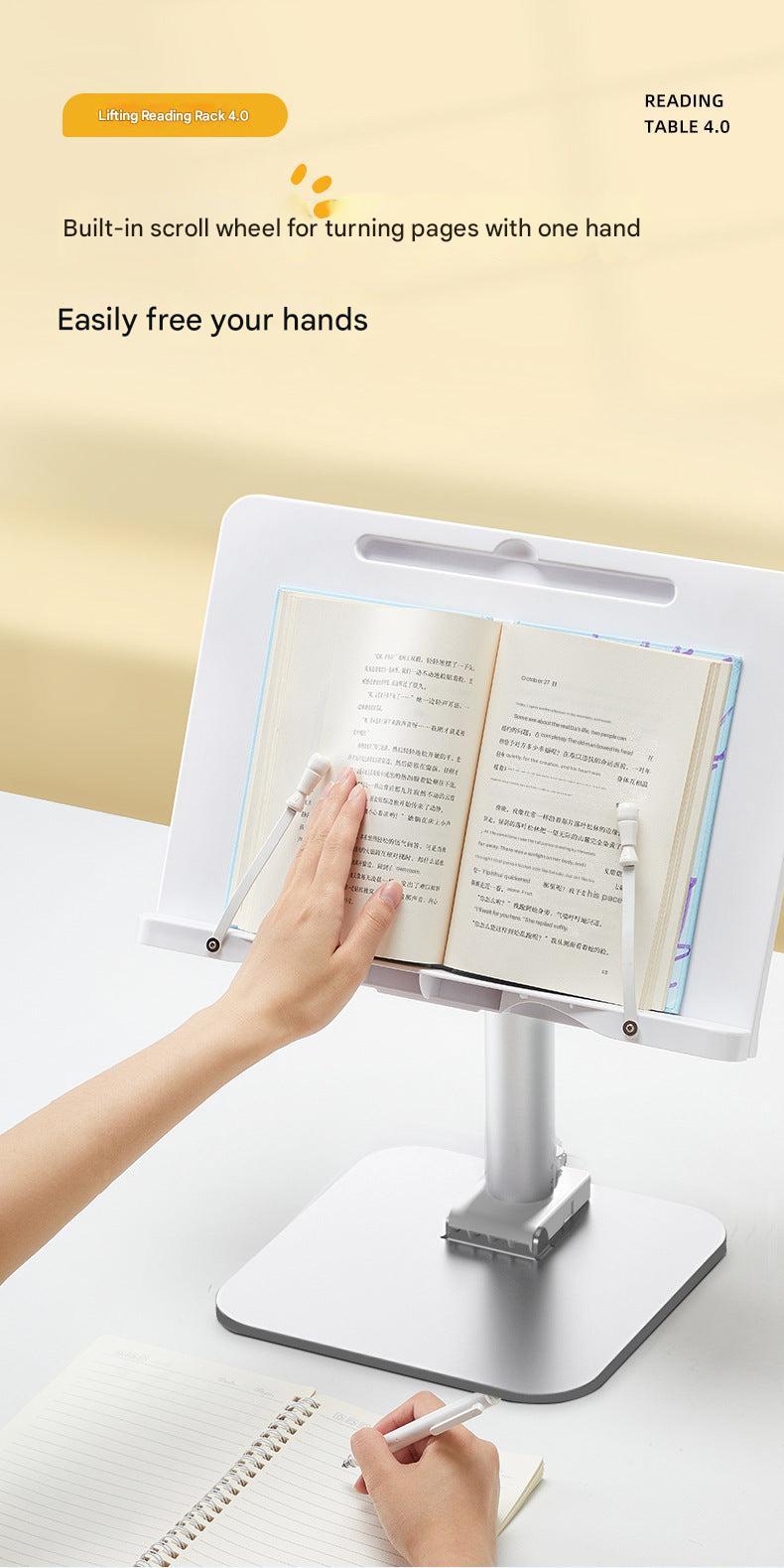Floor standing aluminium book holder with light