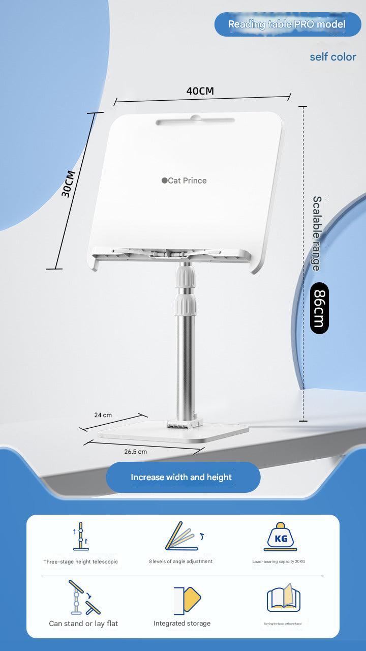 Close-up of adjustable reading stand features