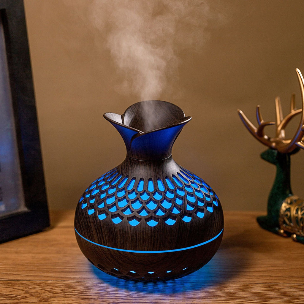 humidifier operating with visible mist
