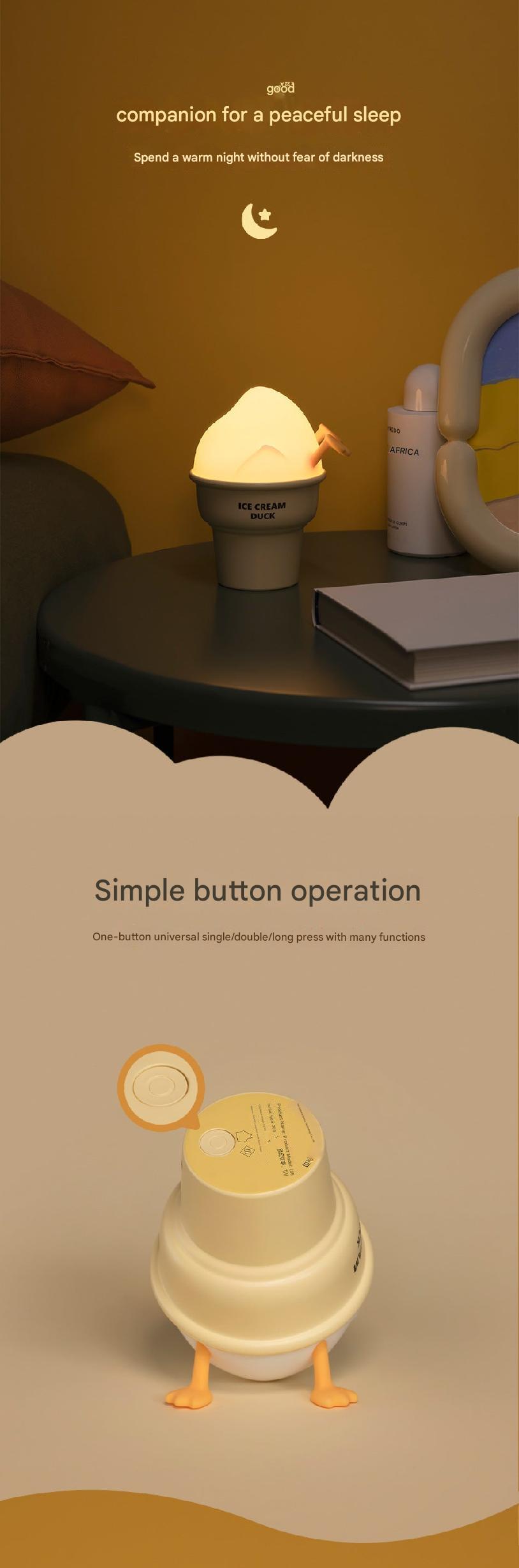 Cartoon Ice Cream Bedside Lamp - Touch-Sensor 1
