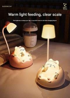 Soft light emitted by cat-shaped lamp