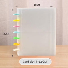 A4 photo album open showing 120 card slots
