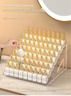 Front view of multi-layer transparent nail polish organiser