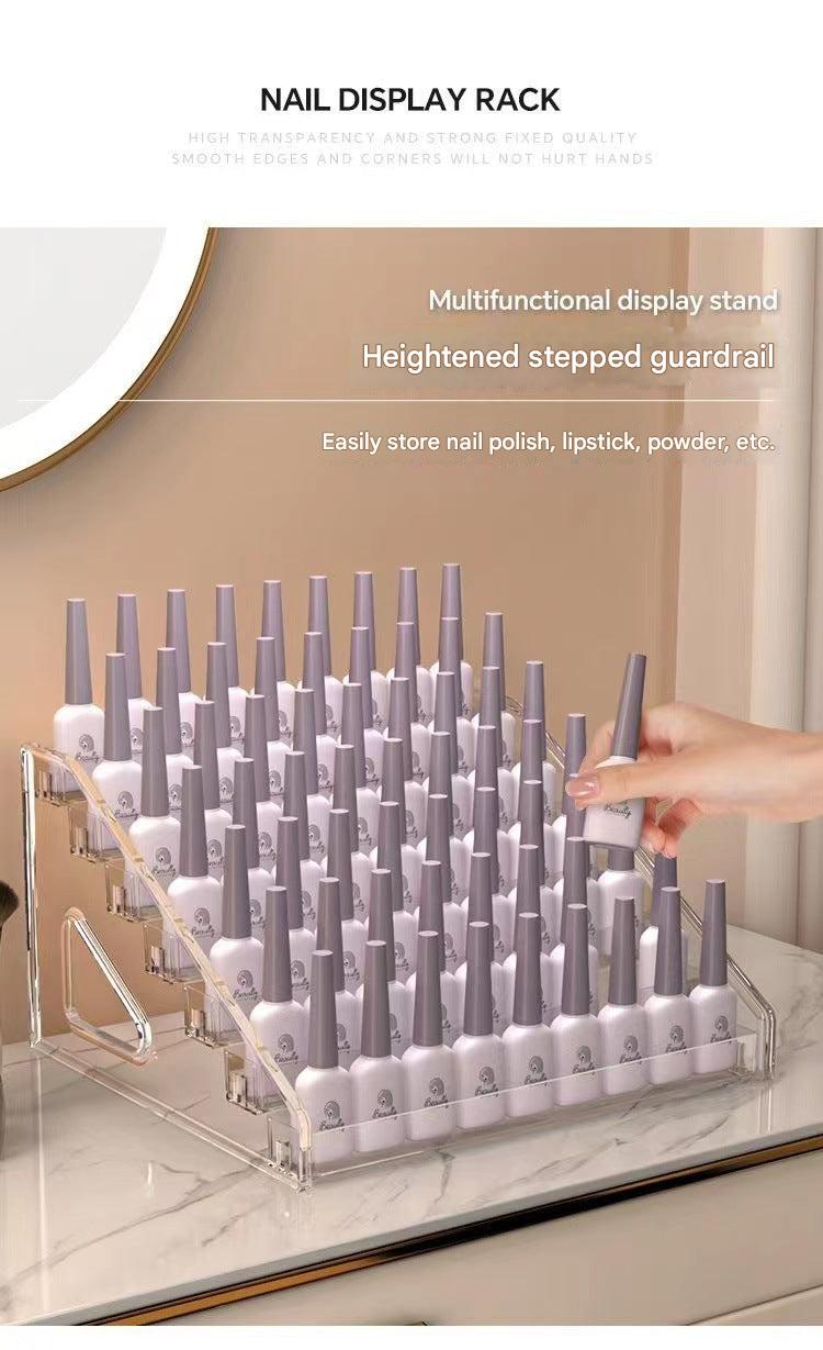 Acrylic nail polish holder filled with products