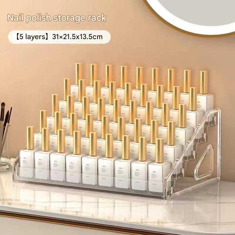 Cosmetic organiser showing multiple layers