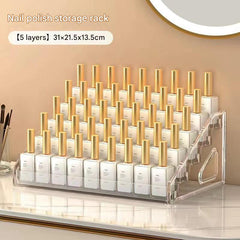 Cosmetic organiser showing multiple layers