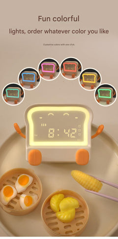 Detailed view of the digital alarm clock with timer