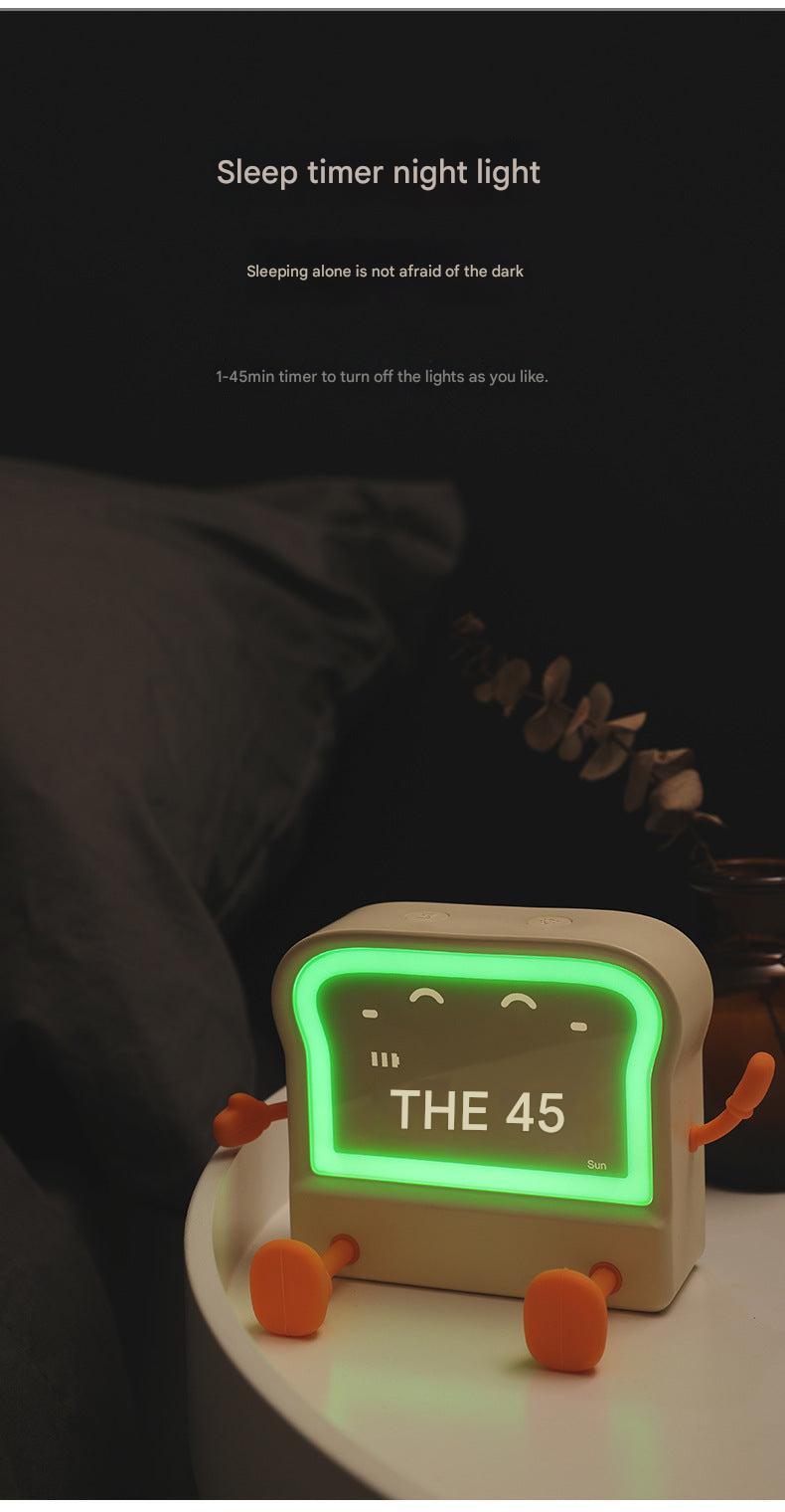 Front view of the LED alarm clock in white