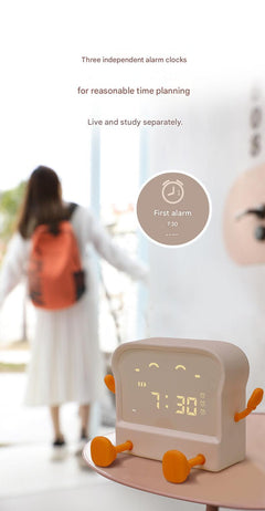 Side view of the coffee LED alarm clock