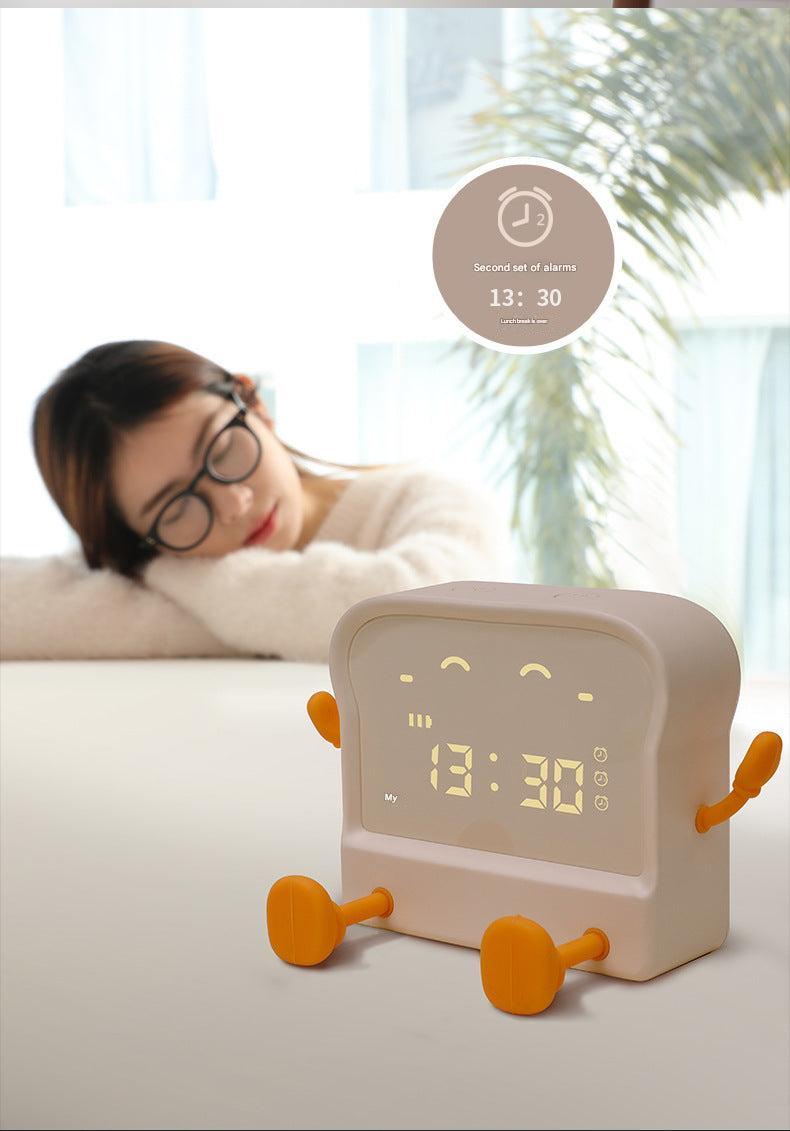Top view showing the digital display of the alarm clock