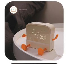 Front view of the LED alarm clock in white