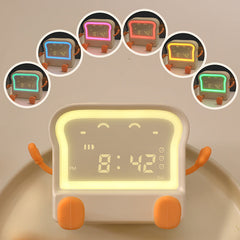 Top view showing the digital display of the alarm clock