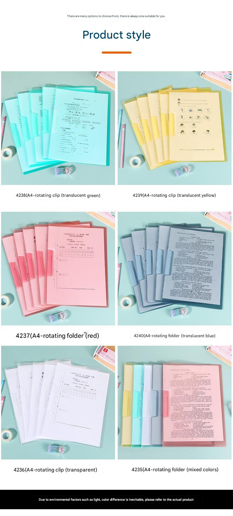 Transparent covers of assorted lever arch folders