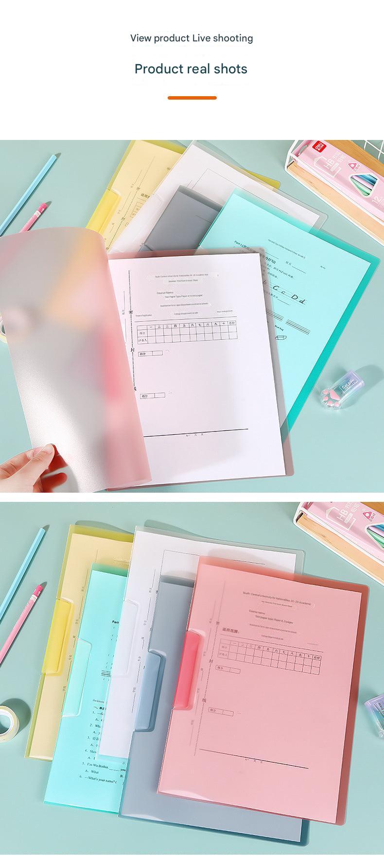 White A4 file folder with D-ring side view