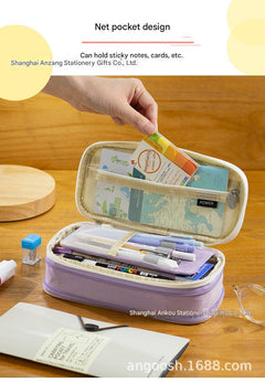 Angoo unisex pencil case in light khaki and beige