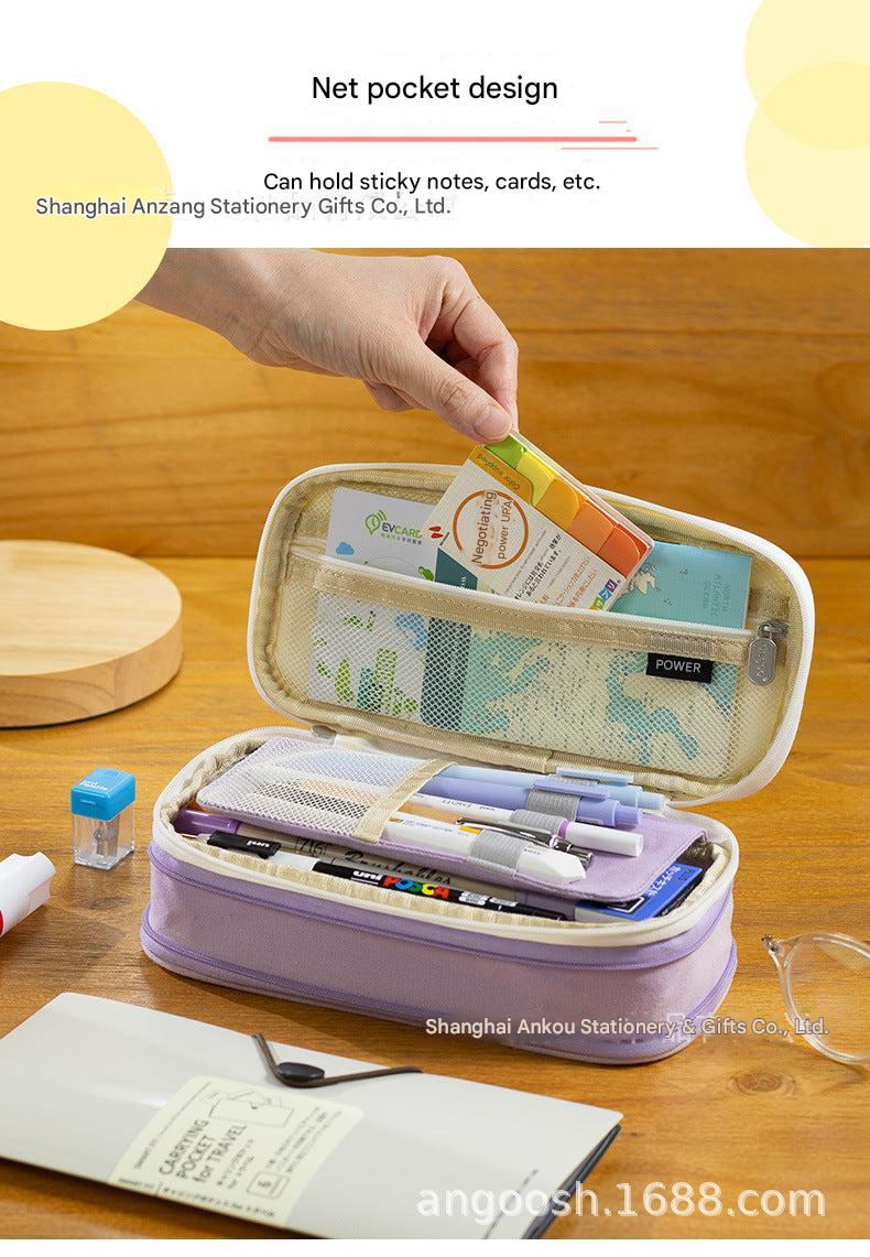 Angoo unisex pencil case in light khaki and beige