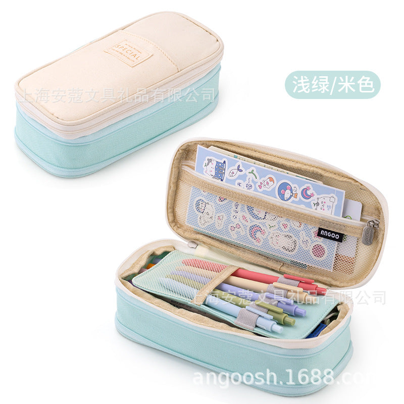 Angoo colour-block pencil case with accessories included
