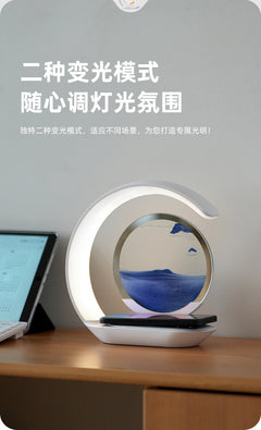 Modern LED Sand Art Lamp with wireless charging feature