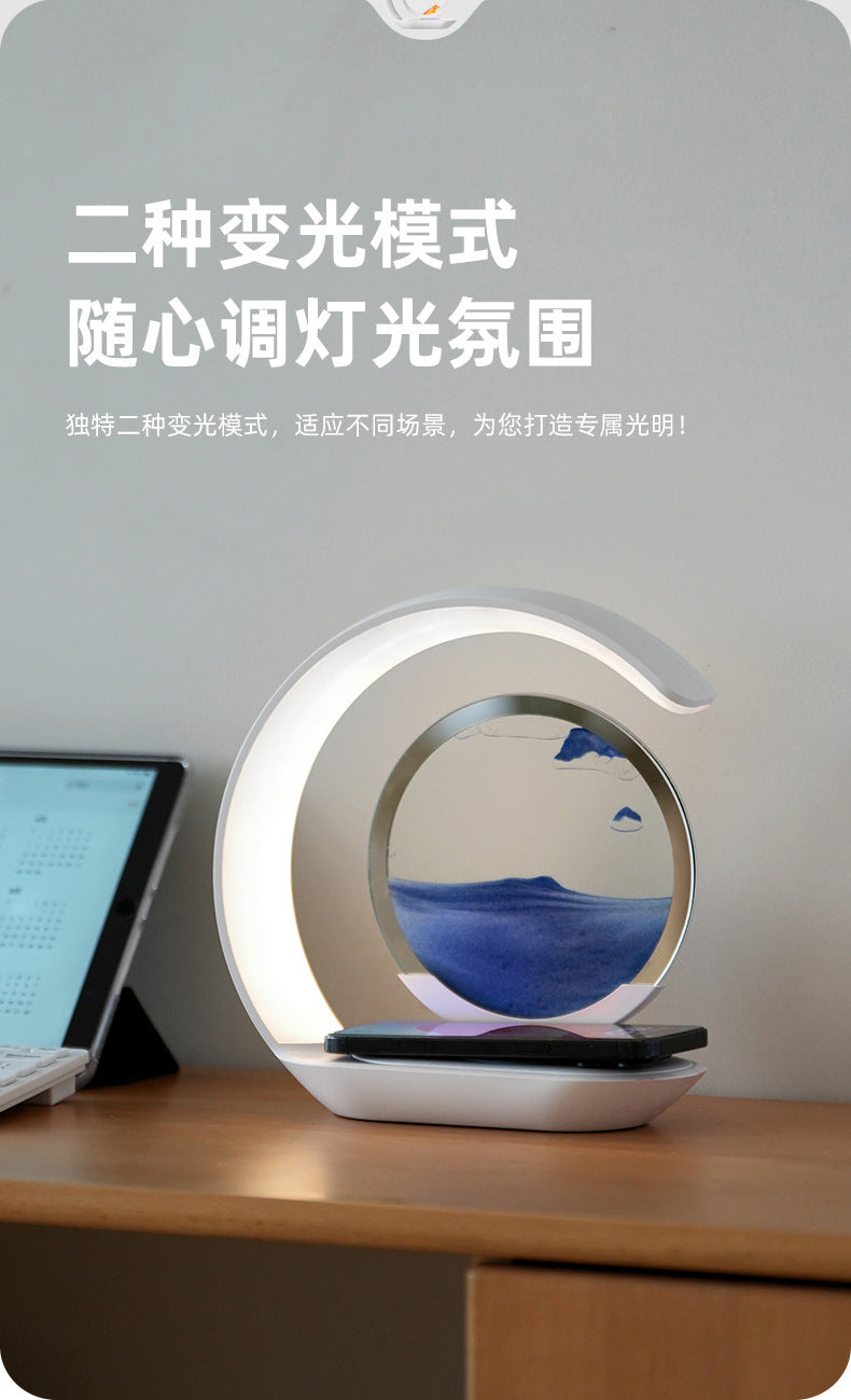 Modern LED Sand Art Lamp with wireless charging feature