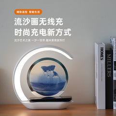 Close-up of unique 3D sand art design in lamp