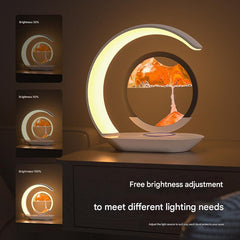 Integrated wireless charging pad in sand art lamp