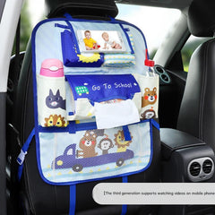 Happy travel themed backseat organiser in car
