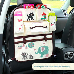 Happy travel themed backseat organiser in car