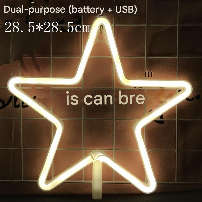 Decorative star shaped neon light