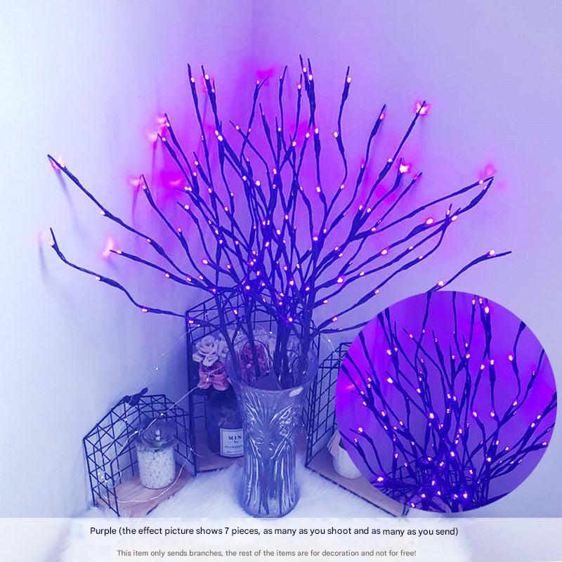 Close-up of twig lights for indoor decor