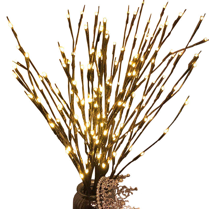 Close-up of twig lights for indoor decor