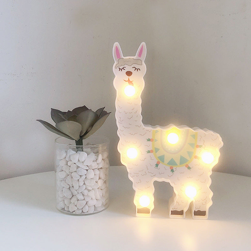 Alpaca night light in a room setting