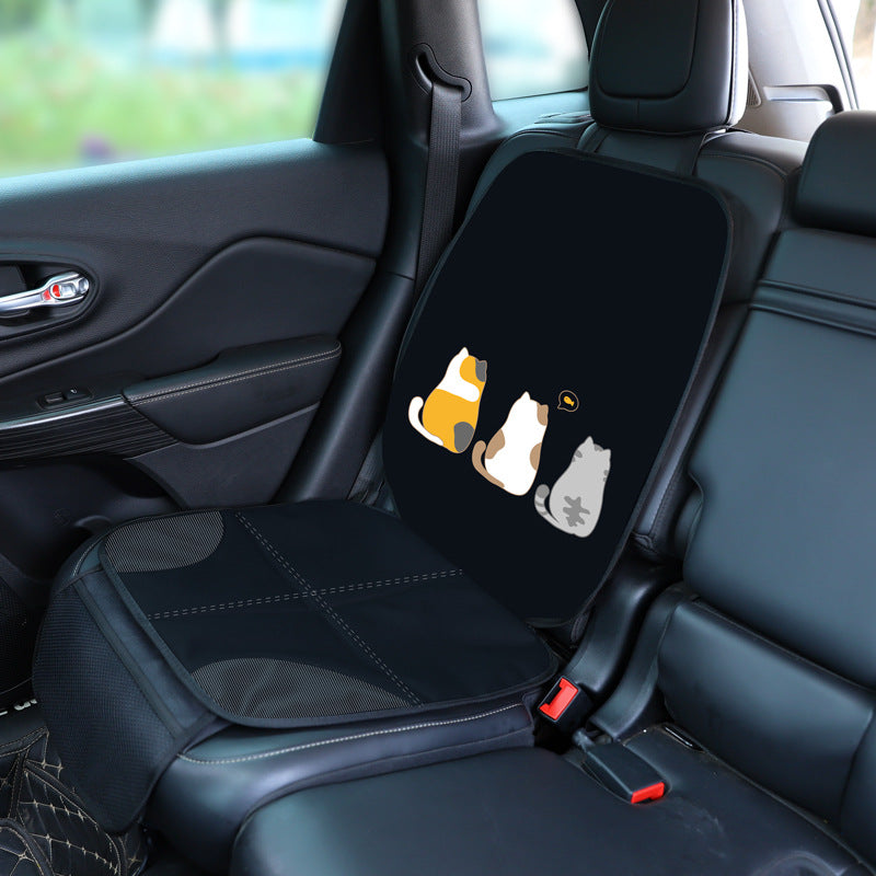 Black leather car seat safety pad
