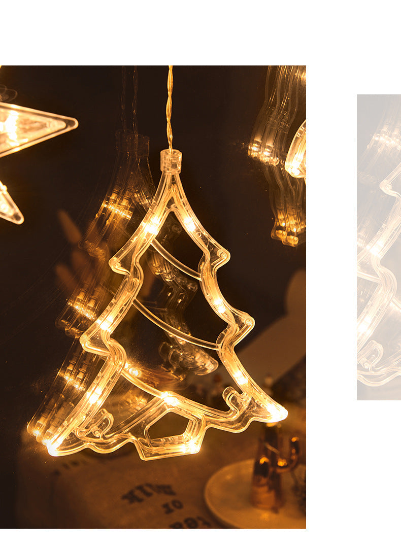 Close up of decorative curtain fairy lights