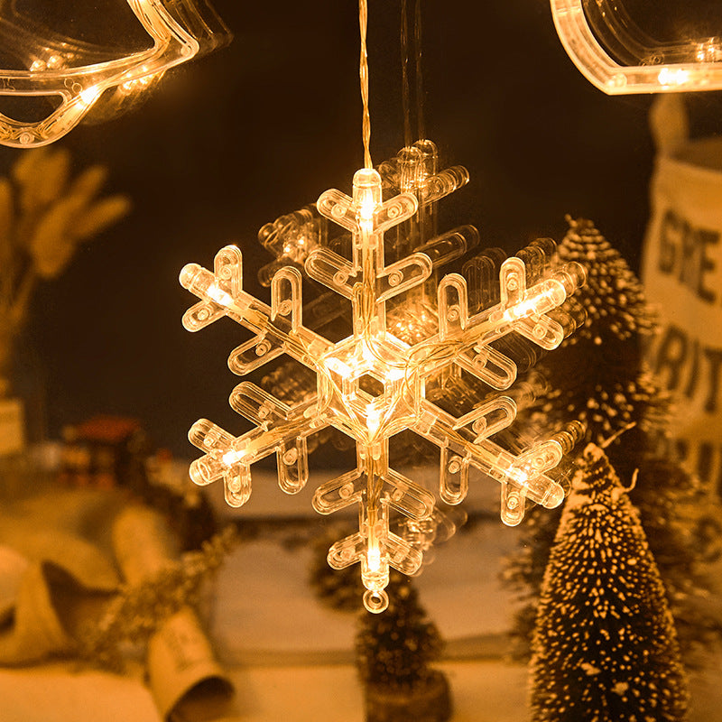 Close up of decorative curtain fairy lights