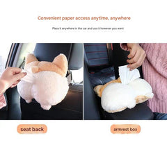 Plush material close-up of Corgi Tissue Holder