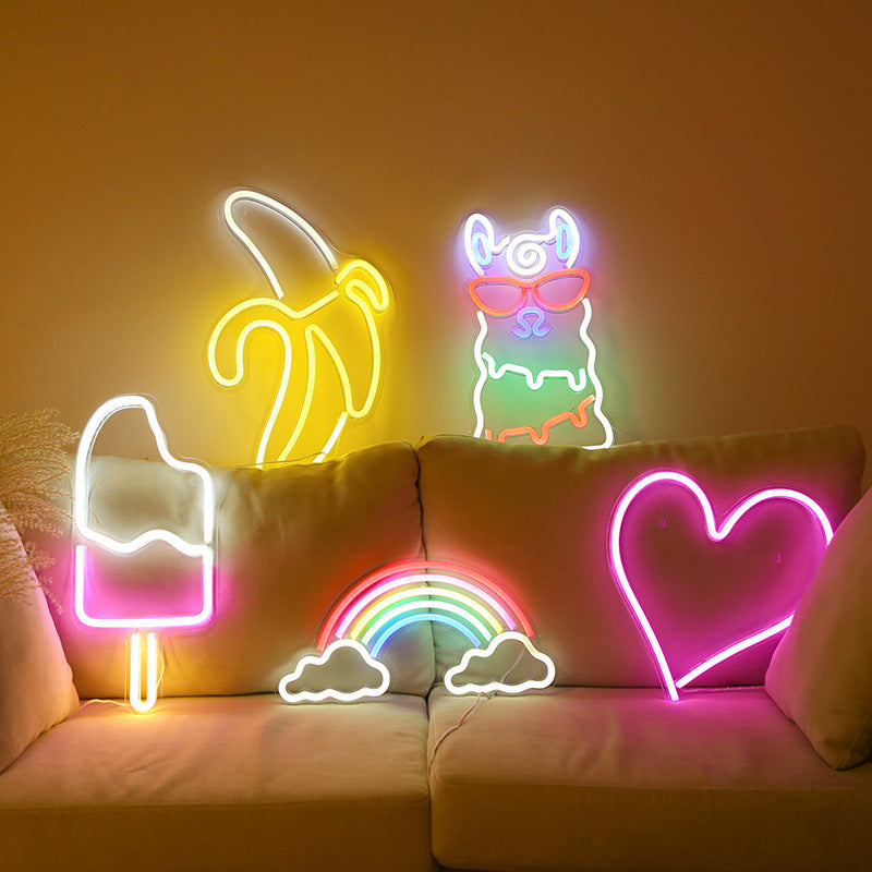 Vibrant LED neon sign featuring a cocktail glass