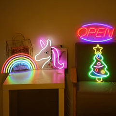 LED neon sign shaped like a double heart