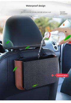 Washable car trash can with storage functionality
