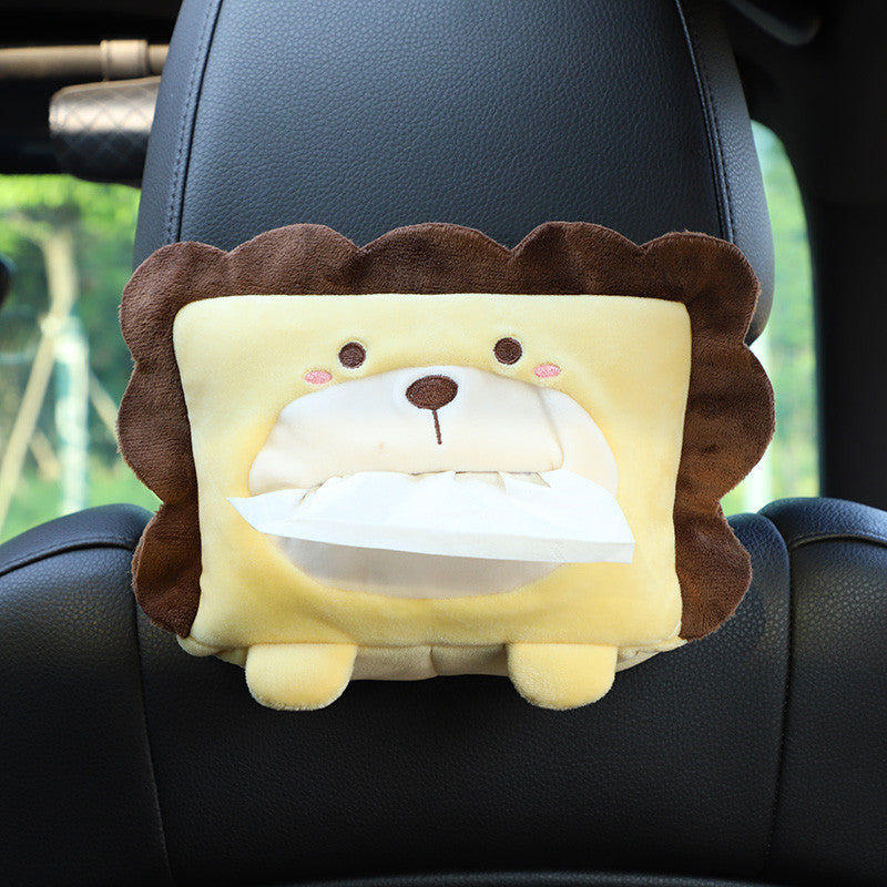 Plush pig cartoon car tissue box for interior