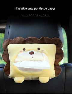 Cute fox plush tissue box holder for cars