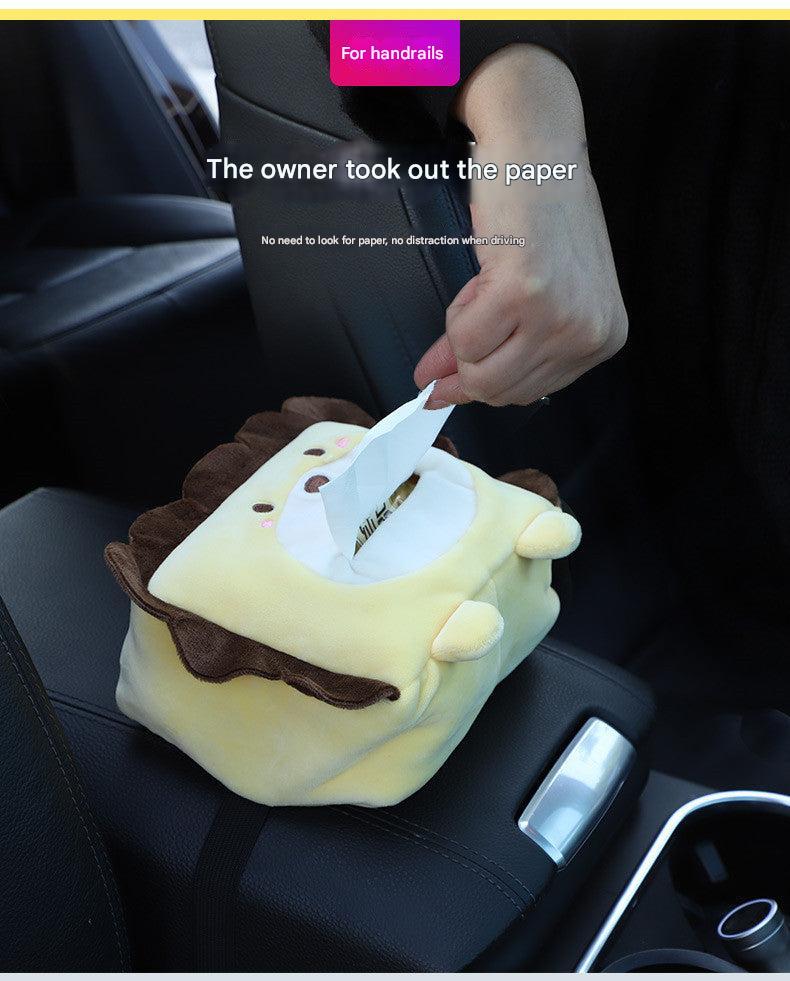 Plush car tissue box holder with cute animal designs - pig