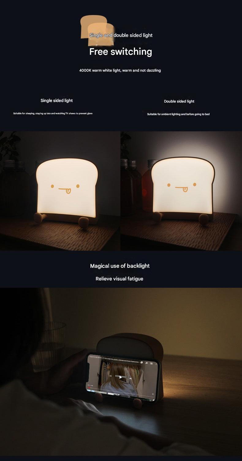 Cute Toast Bread Night Light beside a children's bed