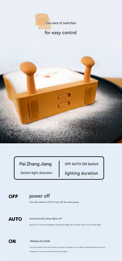 Cute Toast Bread Night Light back view