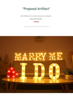 decorative LED letter lamp on table