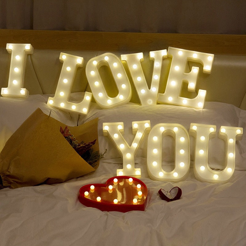decorative LED letter lamp on table