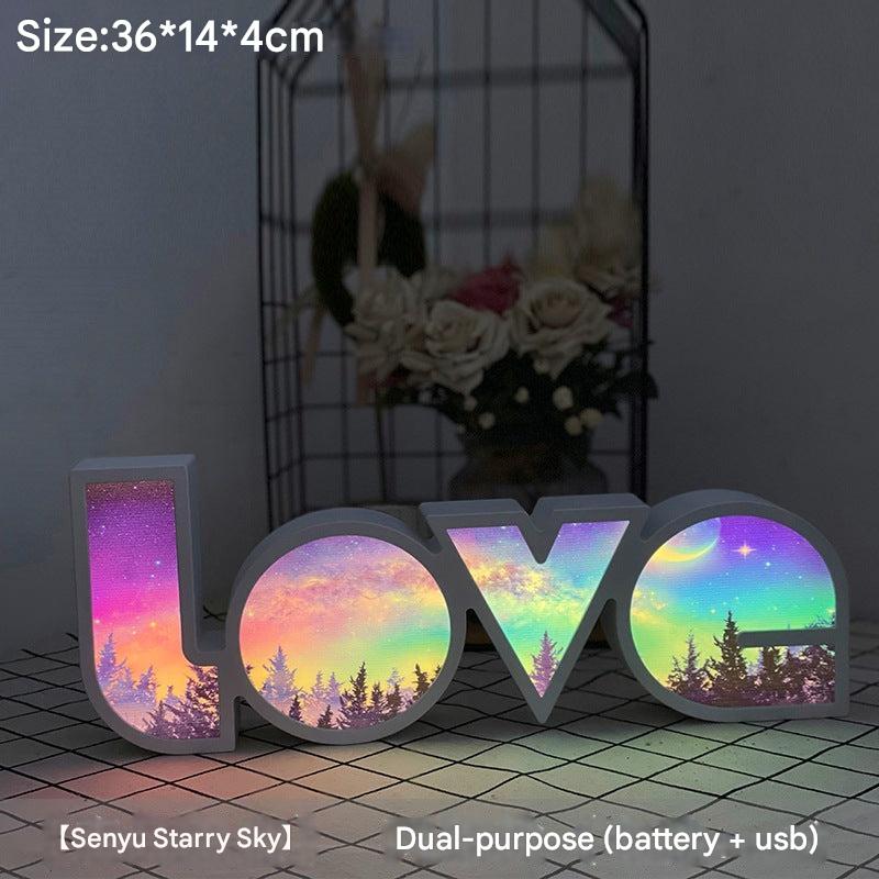 customisable LED love light box front view