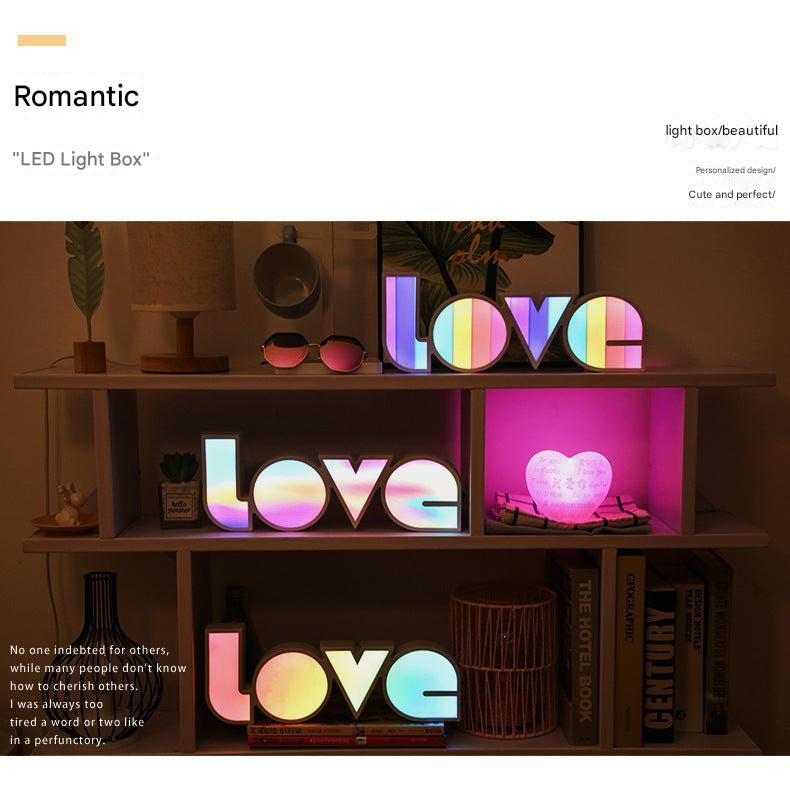 romantic marquee light box displaying galaxy theme